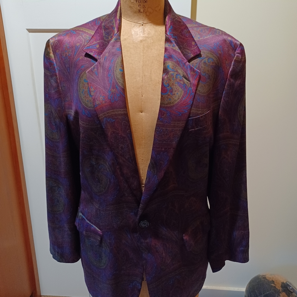 Perry Ellis size 40R Silk Paisley Formalwear Jacket
